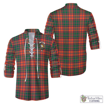 Stewart of Appin Ancient Tartan Men's Scottish Traditional Jacobite Ghillie Kilt Shirt with Family Crest