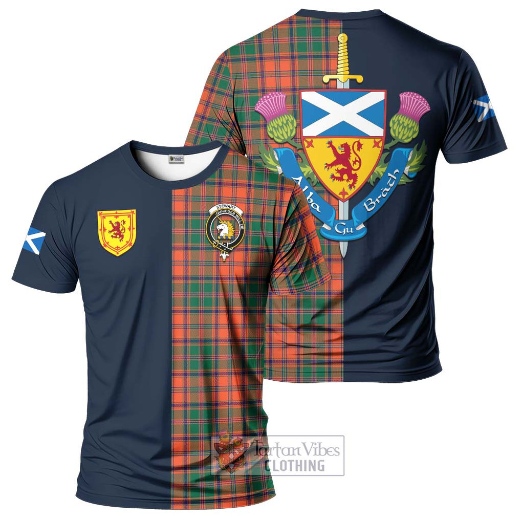 Tartan Vibes Clothing Stewart of Appin Ancient Tartan T-Shirt Alba with Scottish Lion Royal Arm Half Style