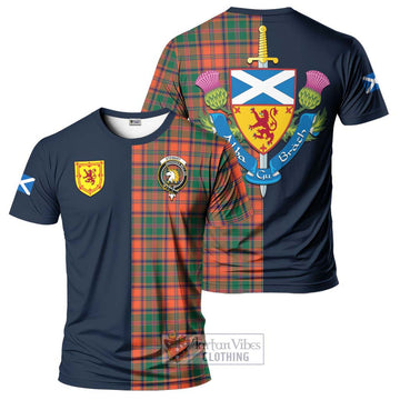 Stewart of Appin Ancient Tartan T-Shirt Alba with Scottish Lion Royal Arm Half Style