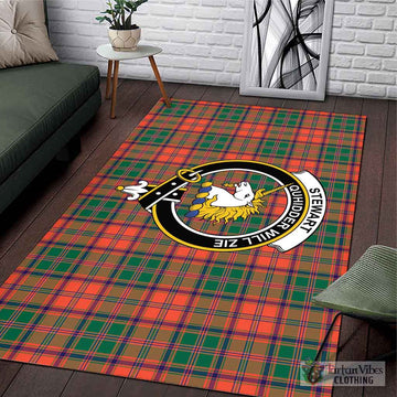 Stewart of Appin Ancient Tartan Area Rug with Family Crest