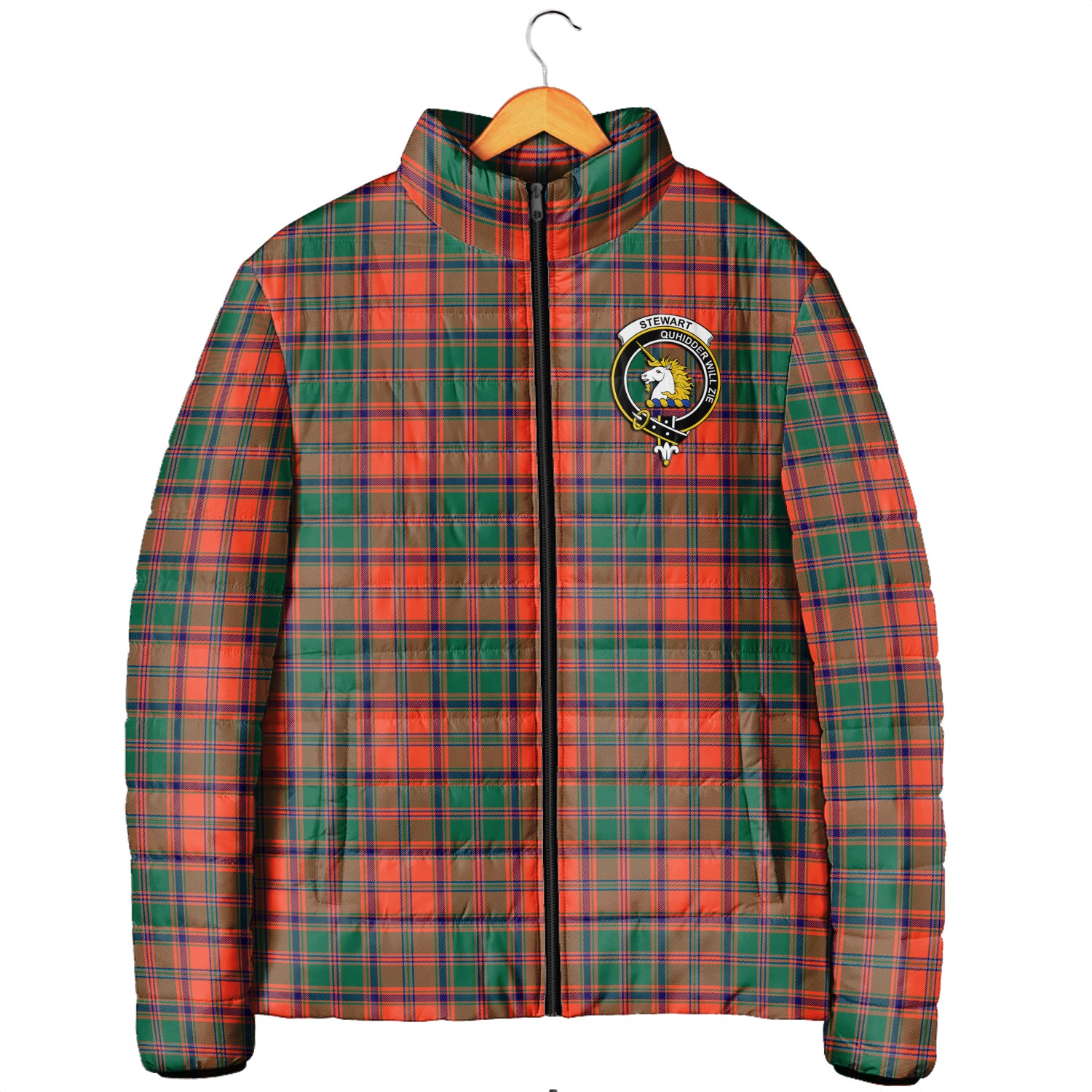 Stewart of Appin Ancient Tartan Padded Jacket with Family Crest Men's Padded Jacket - Tartan Vibes Clothing