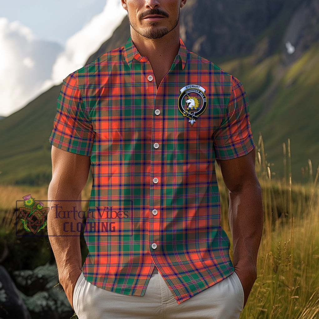 Stewart of Appin Ancient Tartan Cotton Hawaiian Shirt with Family Crest Adult - Tartan Vibes Clothing