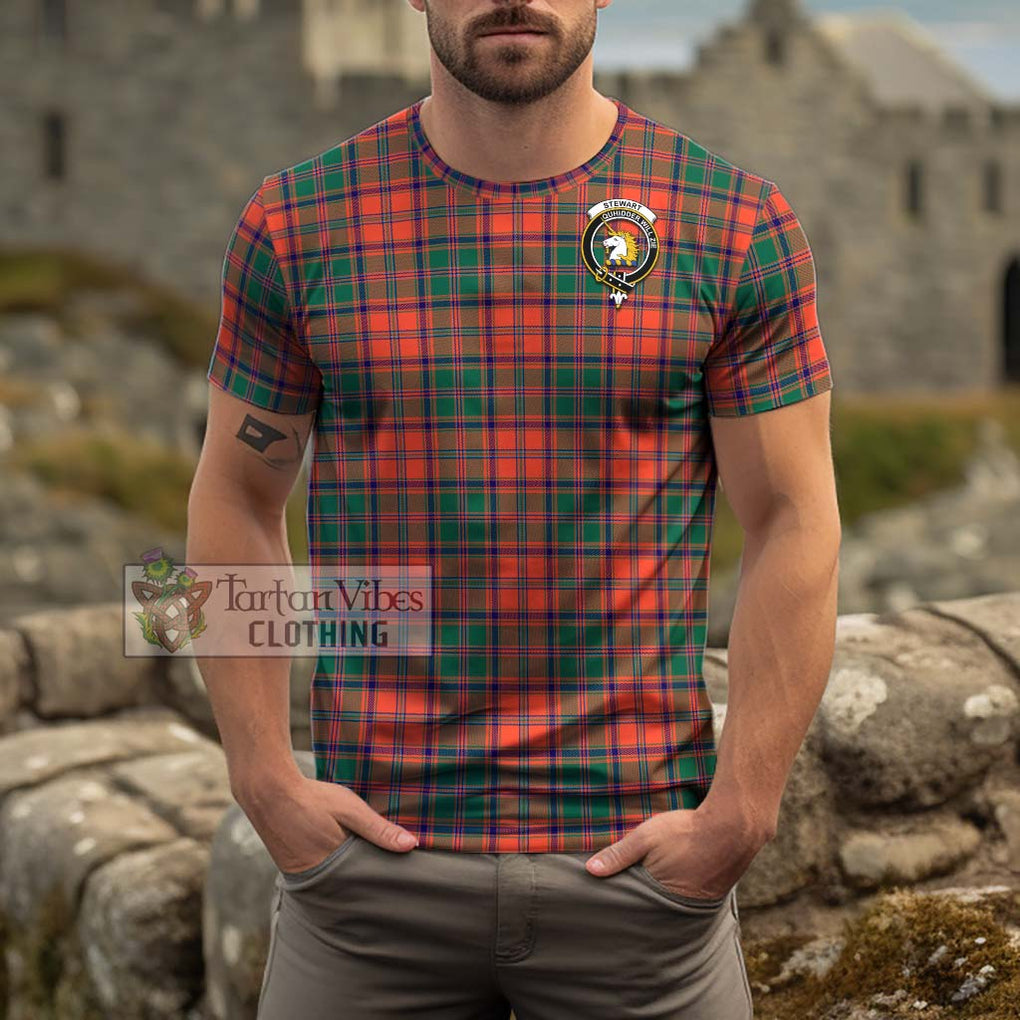 Stewart of Appin Ancient Tartan Cotton T-Shirt with Family Crest Men's Shirt - Tartanvibesclothing Shop