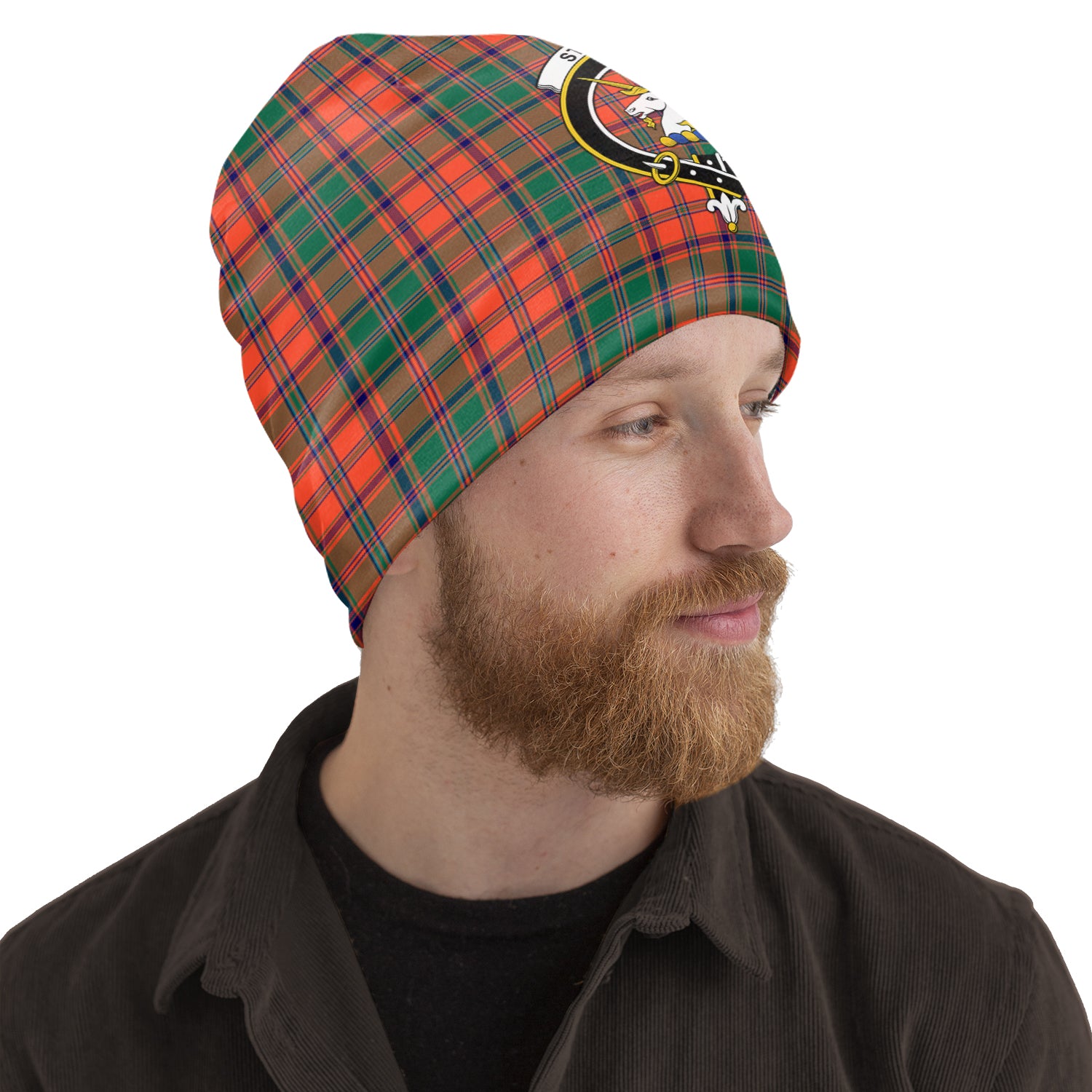 Stewart of Appin Ancient Tartan Beanies Hat with Family Crest One Size 10.5*10.2 inches - Tartan Vibes Clothing