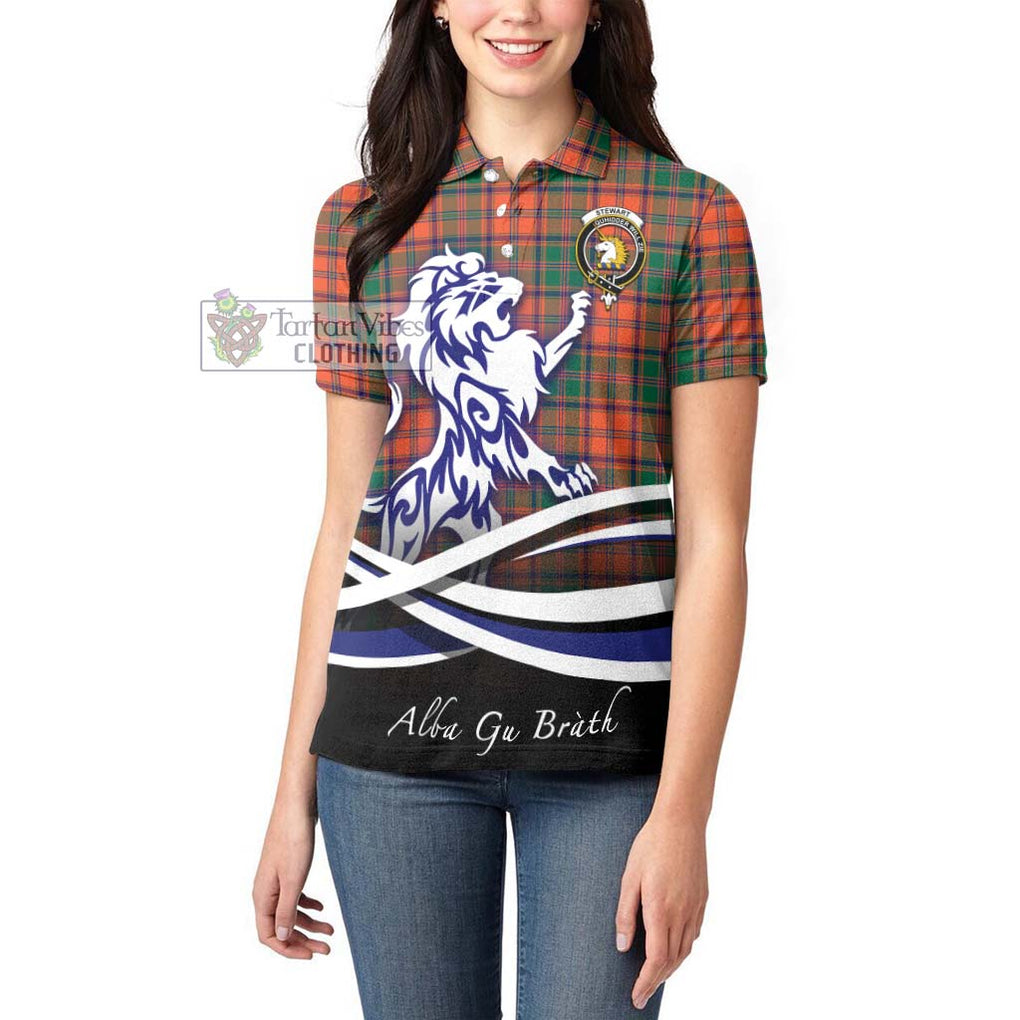 Stewart of Appin Ancient Tartan Women's Polo Shirt with Alba Gu Brath Regal Lion Emblem - Tartanvibesclothing Shop