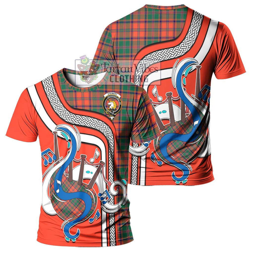 Stewart of Appin Ancient Tartan T-Shirt with Epic Bagpipe Style - Tartanvibesclothing Shop