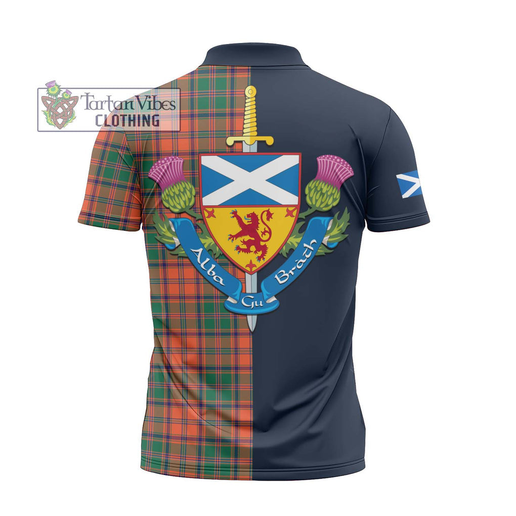 Tartan Vibes Clothing Stewart of Appin Ancient Tartan Zipper Polo Shirt with Scottish Lion Royal Arm Half Style