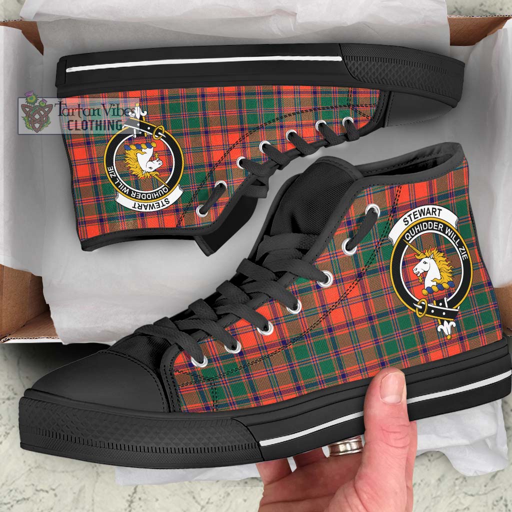 Tartan Vibes Clothing Stewart of Appin Ancient Tartan High Top Shoes with Family Crest