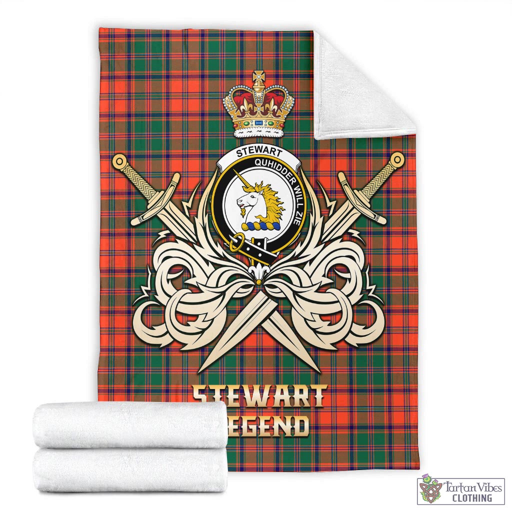 Tartan Vibes Clothing Stewart of Appin Ancient Tartan Blanket with Clan Crest and the Golden Sword of Courageous Legacy