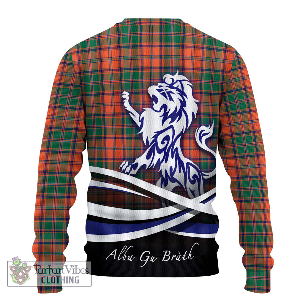 Stewart of Appin Ancient Tartan Knitted Sweater with Alba Gu Brath Regal Lion Emblem - Tartanvibesclothing Shop