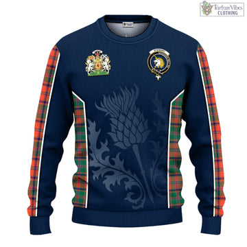 Stewart of Appin Ancient Tartan Knitted Sweatshirt with Family Crest and Scottish Thistle Vibes Sport Style