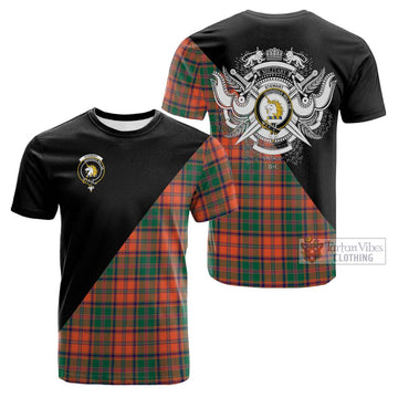 Stewart of Appin Ancient Tartan Cotton T-shirt with Family Crest and Military Logo Style