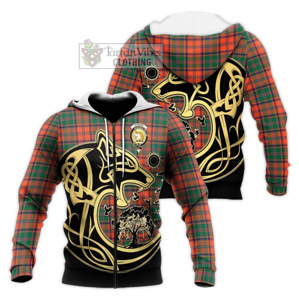 Stewart of Appin Ancient Tartan Knitted Hoodie with Family Crest Celtic Wolf Style Unisex Knitted Zip Hoodie - Tartan Vibes Clothing