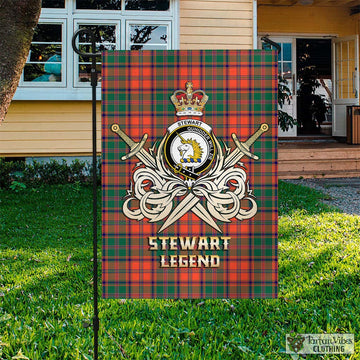 Stewart of Appin Ancient Tartan Flag with Clan Crest and the Golden Sword of Courageous Legacy