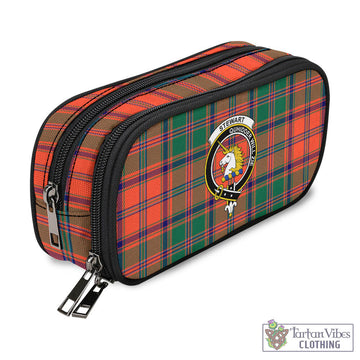 Stewart of Appin Ancient Tartan Pen and Pencil Case with Family Crest