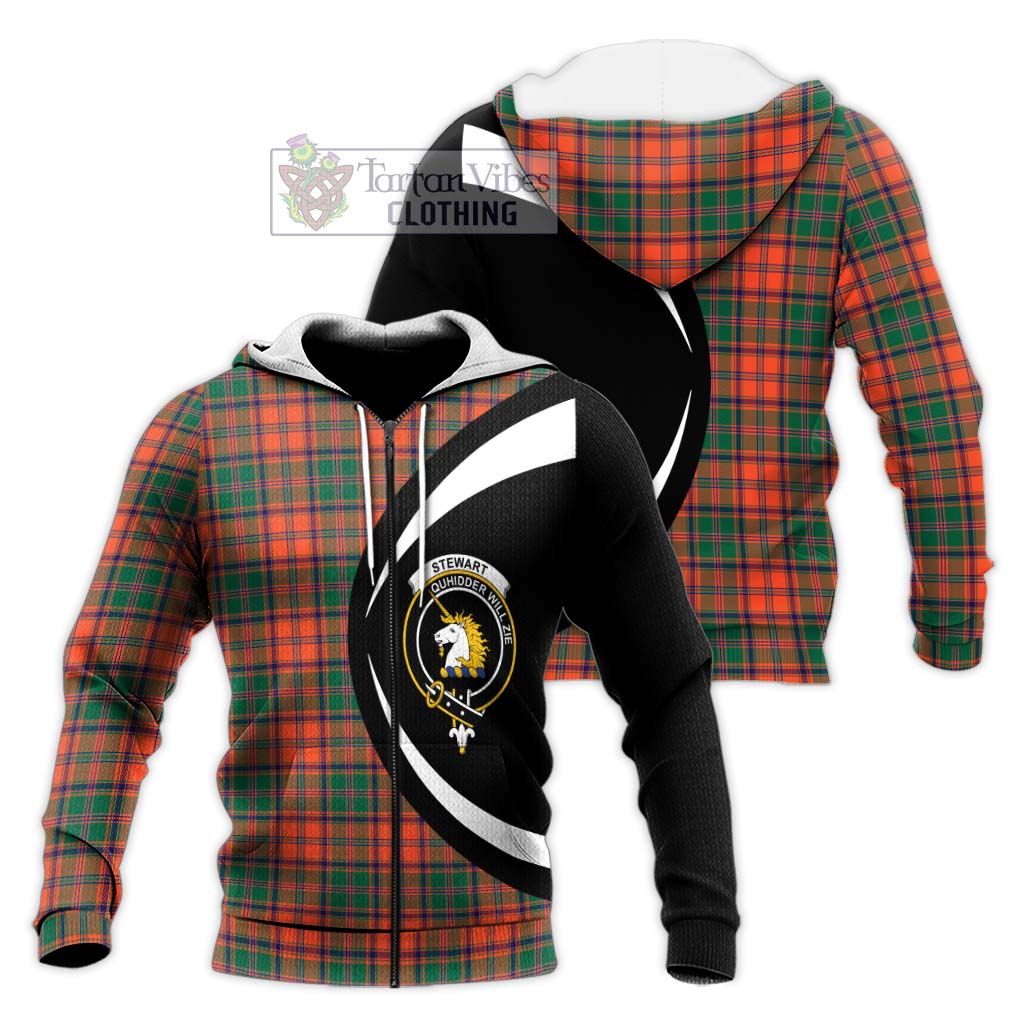 Stewart of Appin Ancient Tartan Knitted Hoodie with Family Crest Circle Style Unisex Knitted Zip Hoodie - Tartan Vibes Clothing