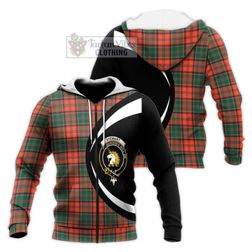 Stewart of Appin Ancient Tartan Knitted Hoodie with Family Crest Circle Style