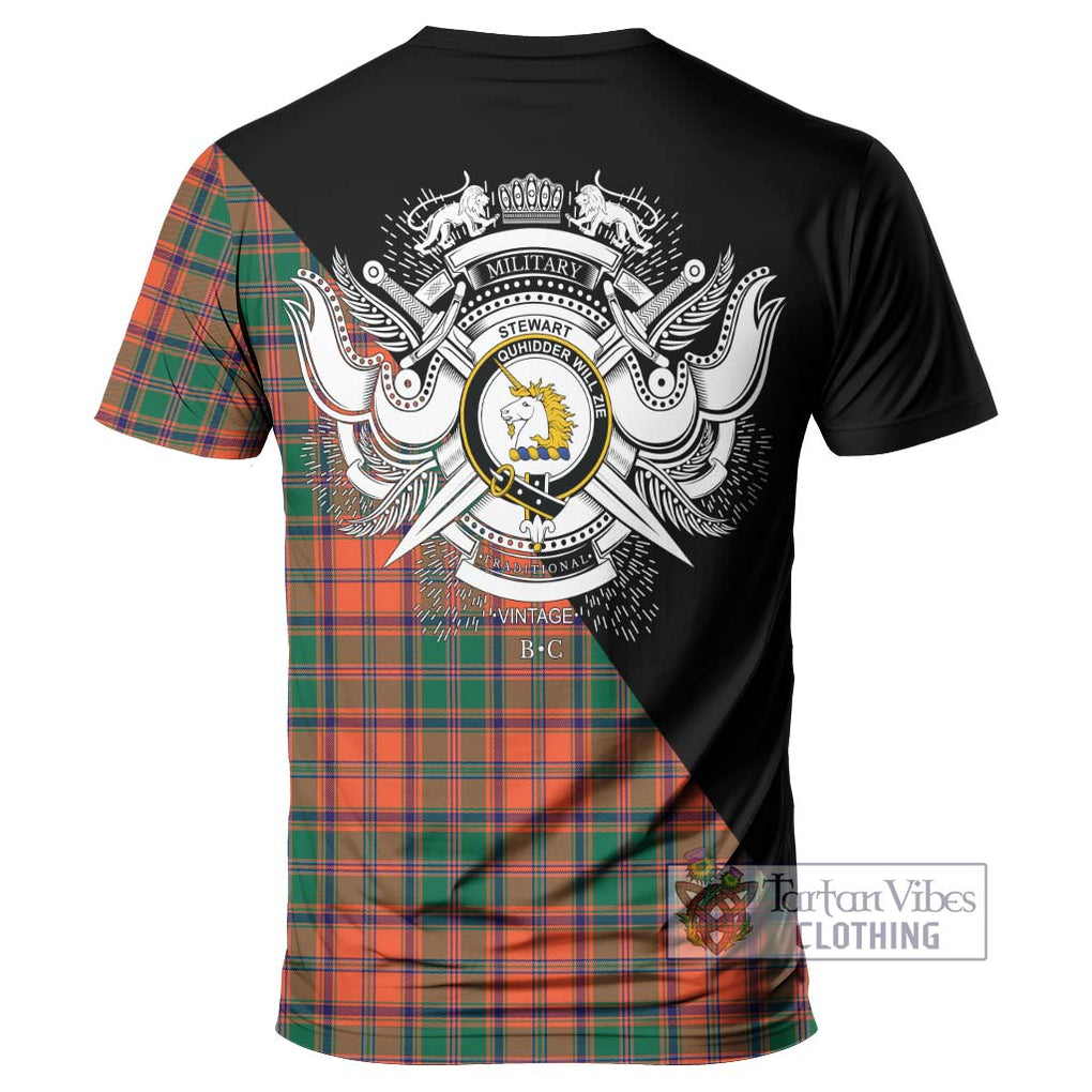 Stewart of Appin Ancient Tartan T-Shirt with Family Crest and Military Logo Style - Tartanvibesclothing Shop