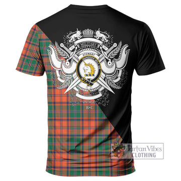 Stewart of Appin Ancient Tartan T-Shirt with Family Crest and Military Logo Style