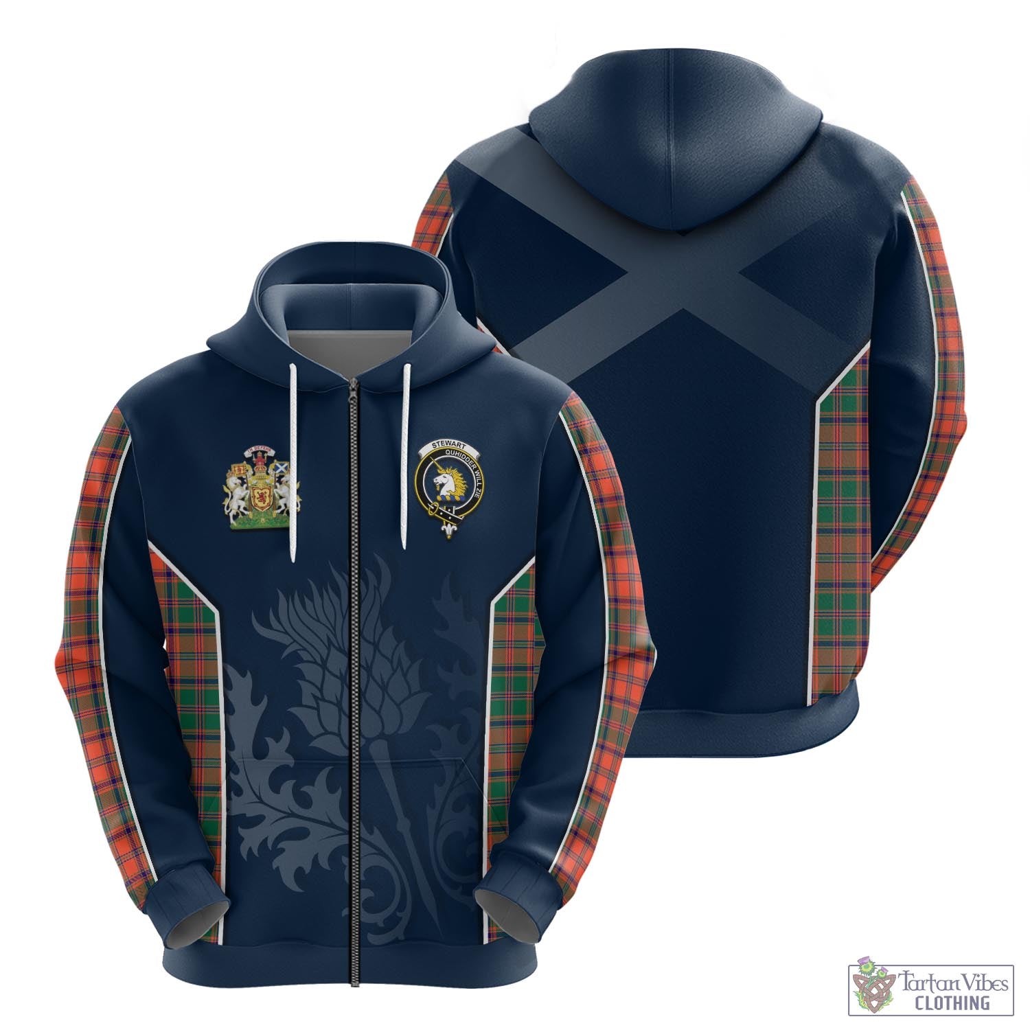 Tartan Vibes Clothing Stewart of Appin Ancient Tartan Hoodie with Family Crest and Scottish Thistle Vibes Sport Style