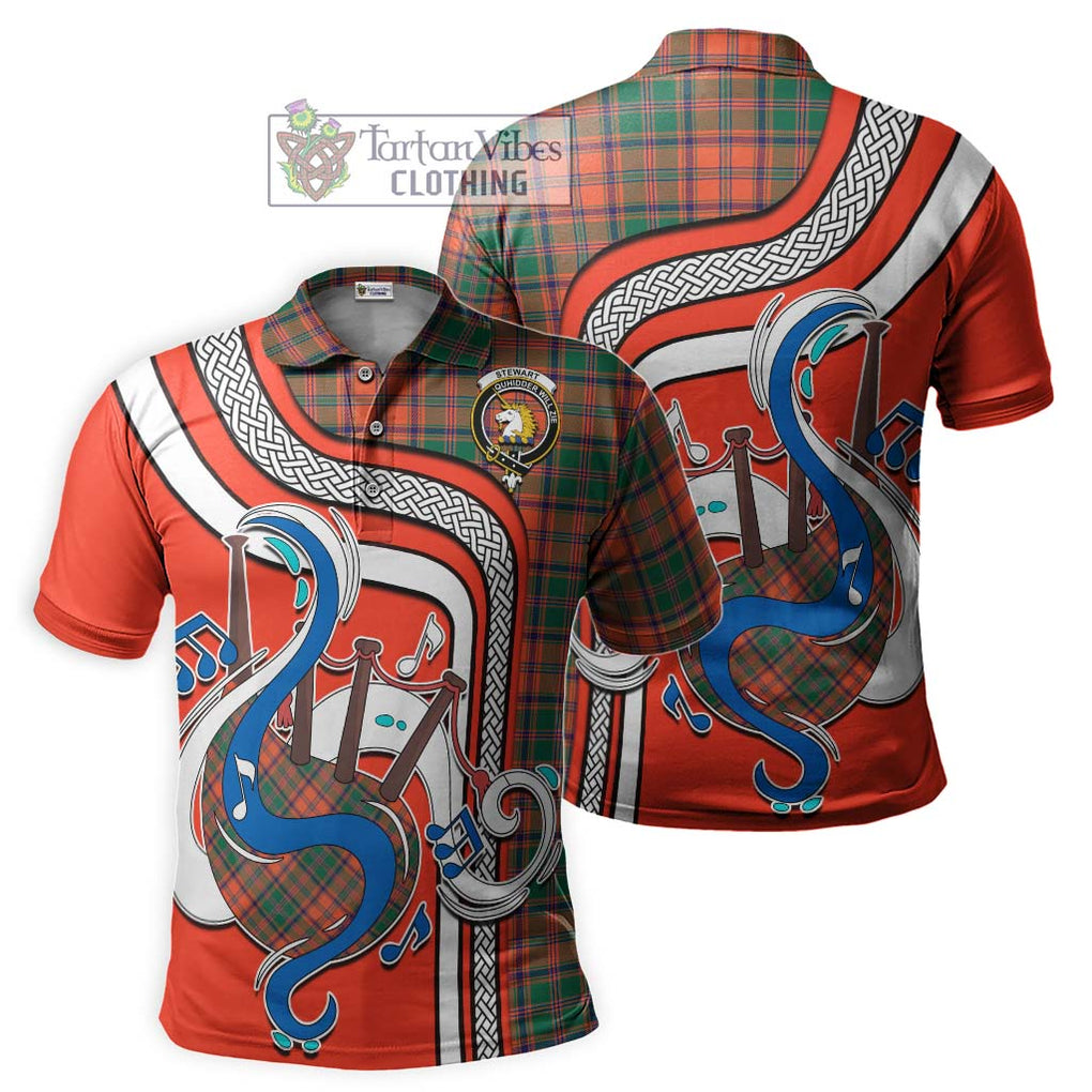 Tartan Vibes Clothing Stewart of Appin Ancient Tartan Polo Shirt with Epic Bagpipe Style