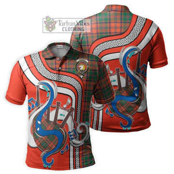 Stewart of Appin Ancient Tartan Polo Shirt with Epic Bagpipe Style