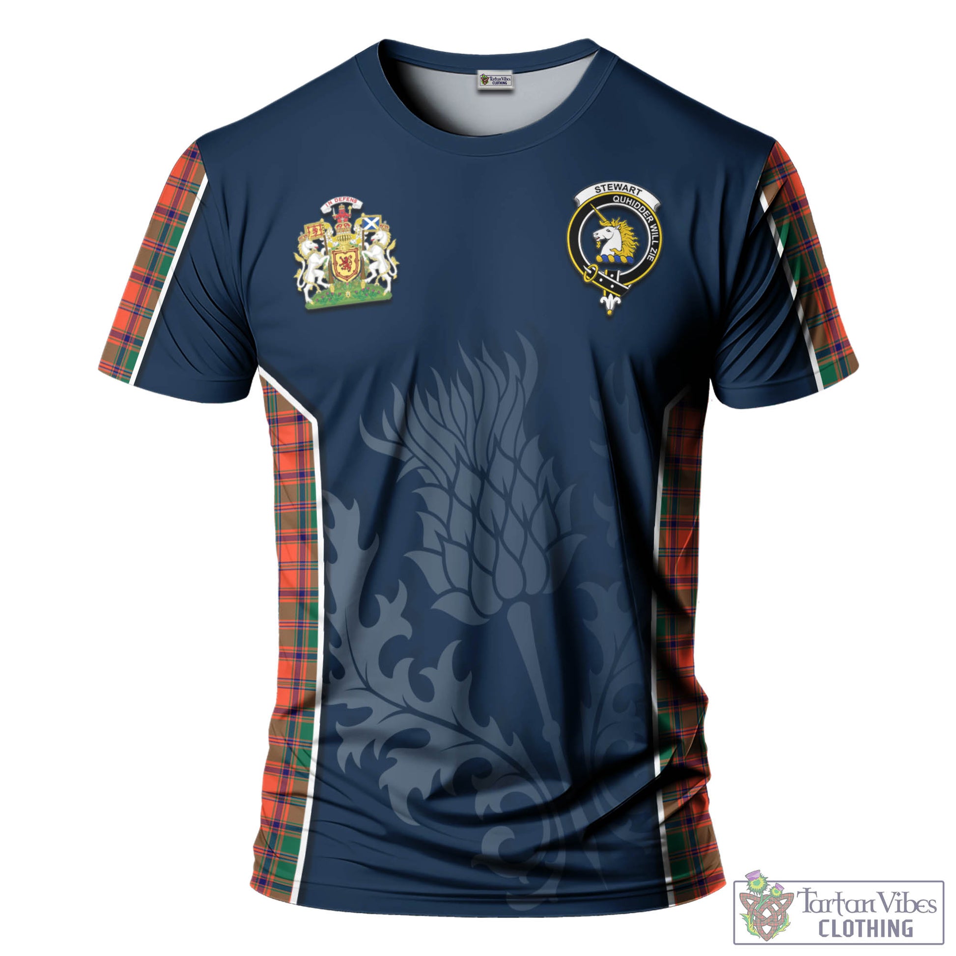 Tartan Vibes Clothing Stewart of Appin Ancient Tartan T-Shirt with Family Crest and Scottish Thistle Vibes Sport Style