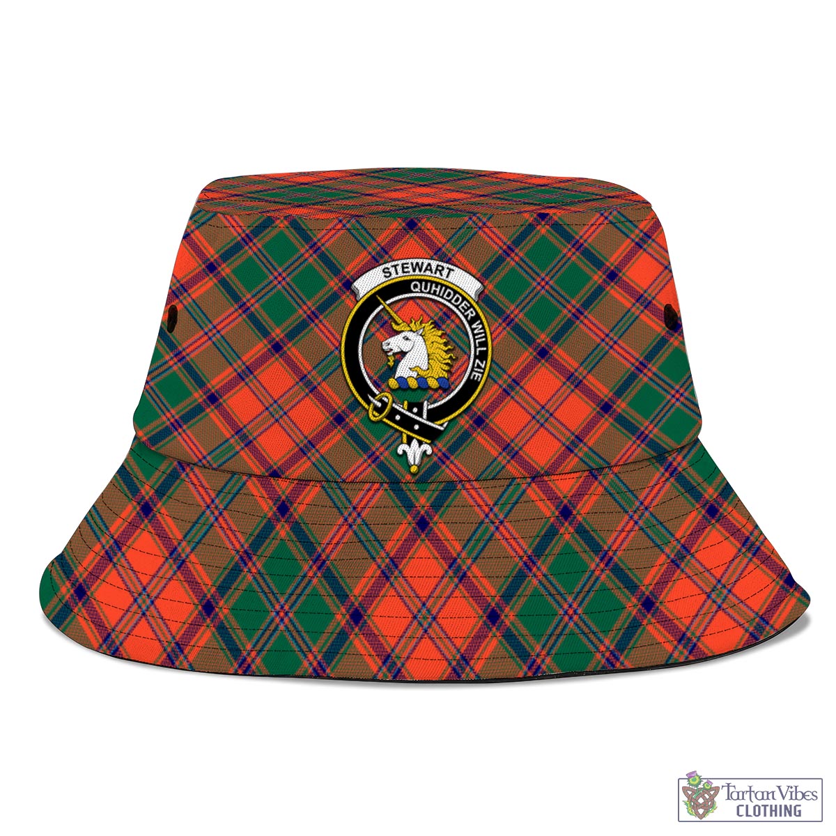 Tartan Vibes Clothing Stewart of Appin Ancient Tartan Bucket Hat with Family Crest