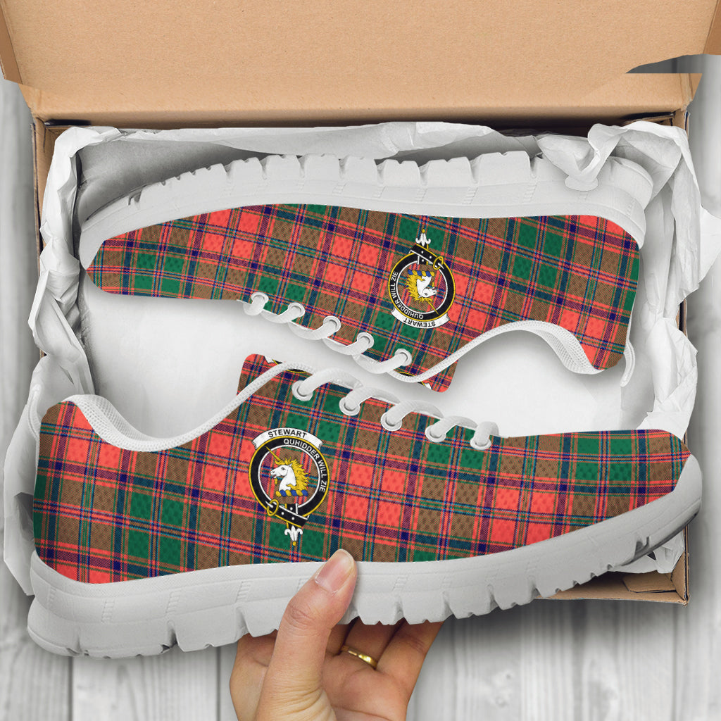 Stewart of Appin Ancient Tartan Sneakers with Family Crest - Tartan Vibes Clothing