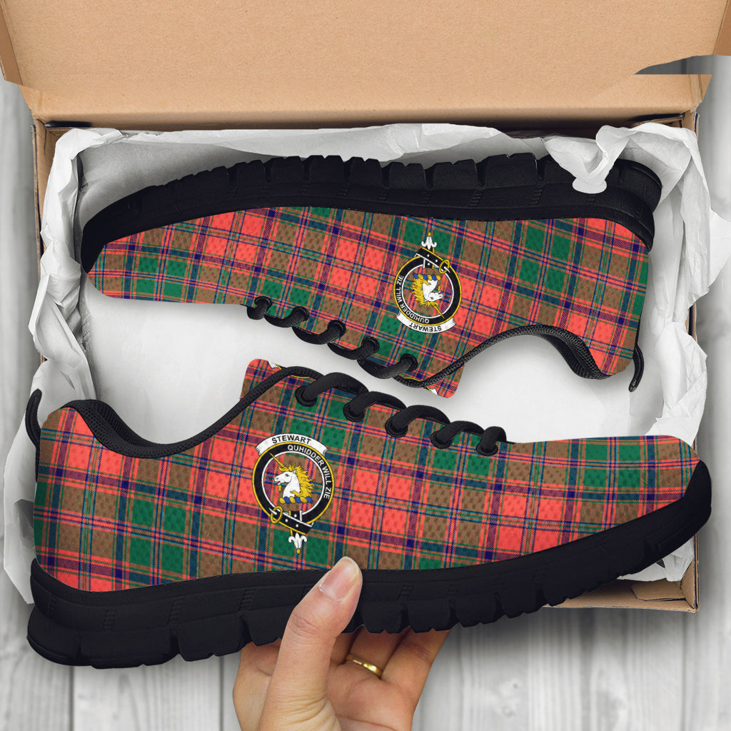 Stewart of Appin Ancient Tartan Sneakers with Family Crest - Tartan Vibes Clothing