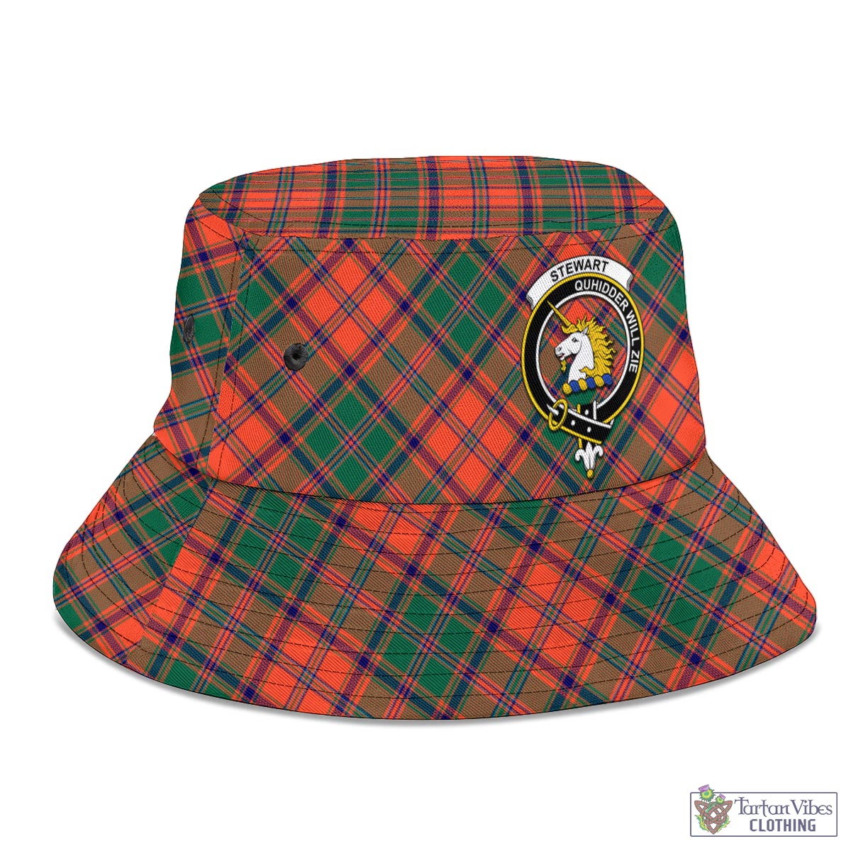 Tartan Vibes Clothing Stewart of Appin Ancient Tartan Bucket Hat with Family Crest