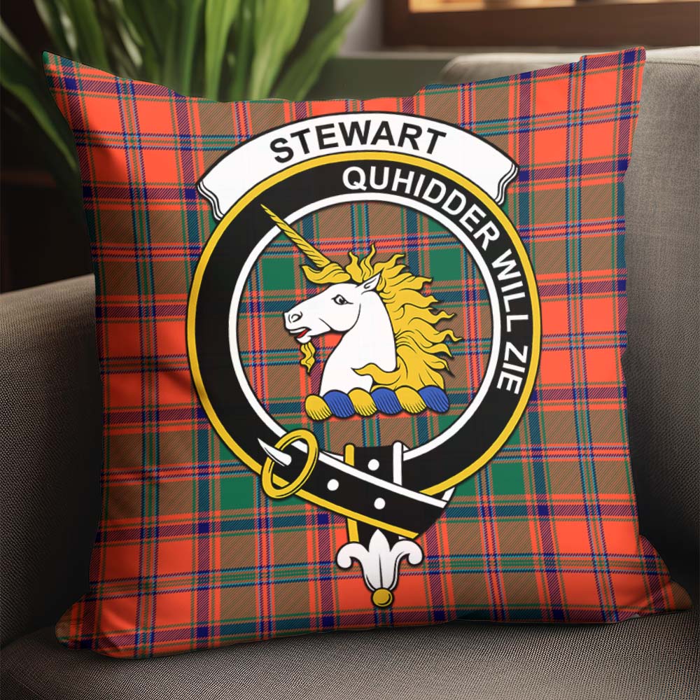 Stewart of Appin Ancient Tartan Pillow Cover with Family Crest - Tartanvibesclothing