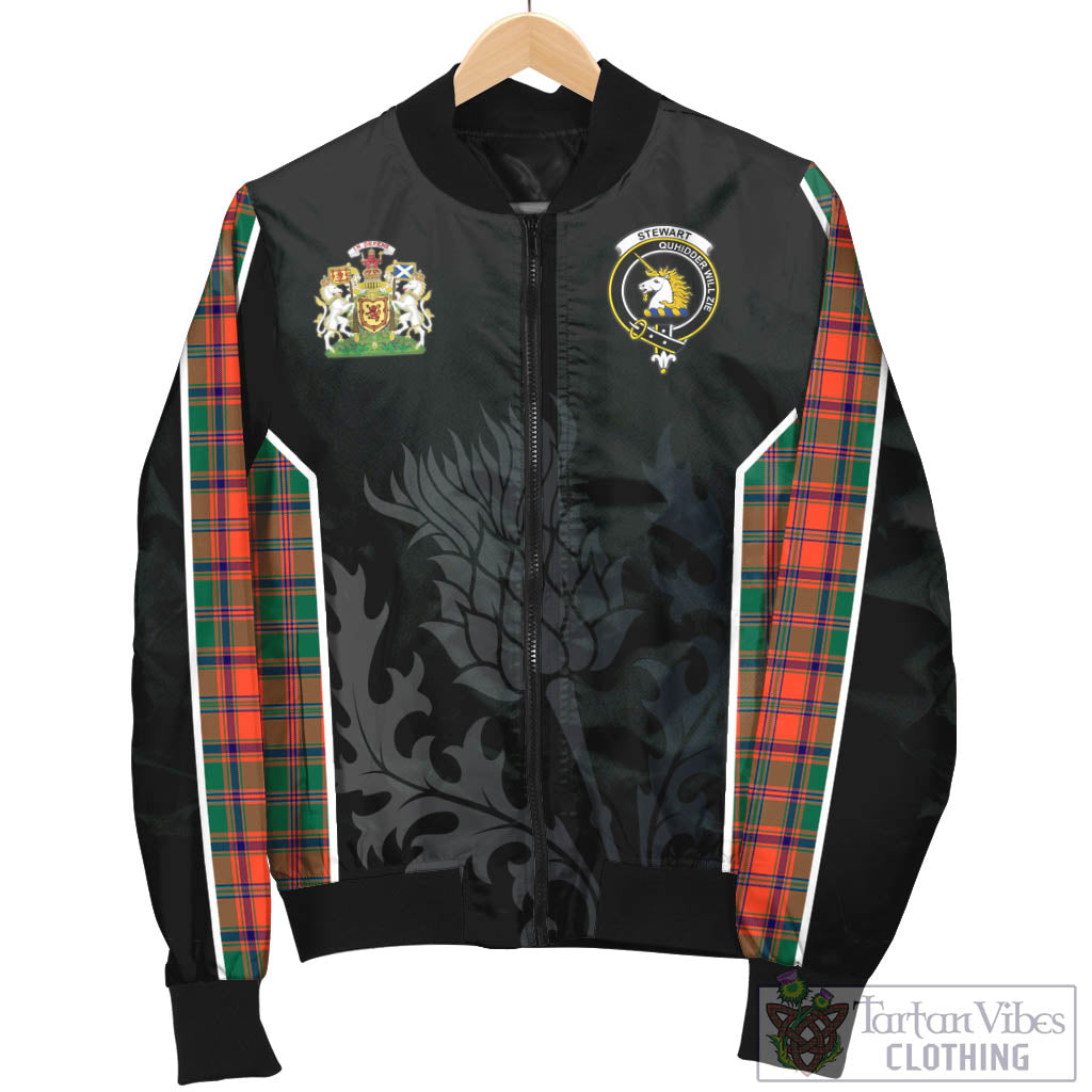 Tartan Vibes Clothing Stewart of Appin Ancient Tartan Bomber Jacket with Family Crest and Scottish Thistle Vibes Sport Style