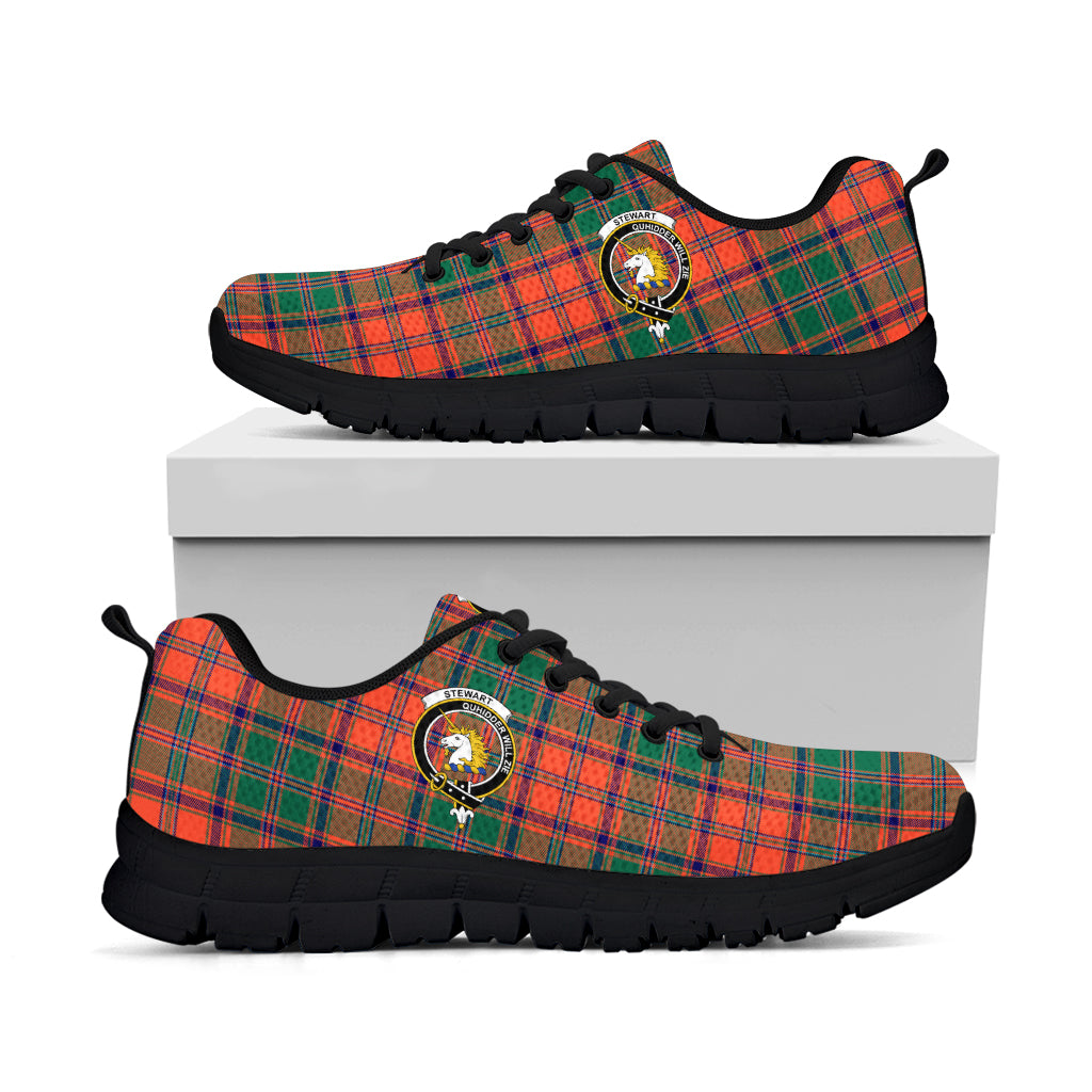 Stewart of Appin Ancient Tartan Sneakers with Family Crest - Tartan Vibes Clothing