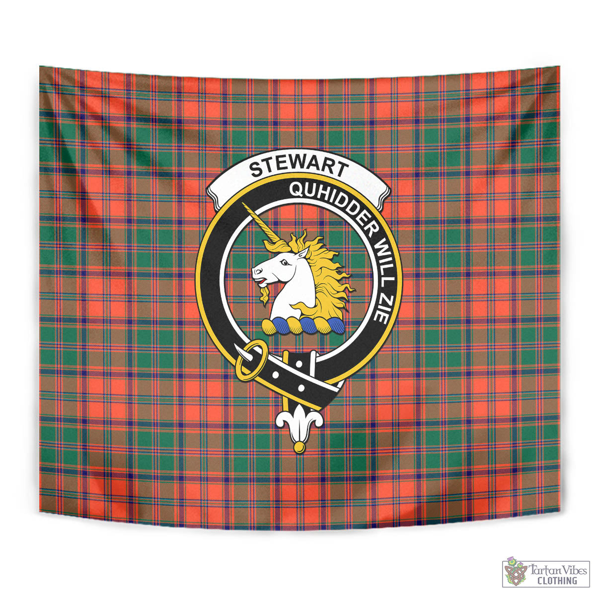 Tartan Vibes Clothing Stewart of Appin Ancient Tartan Tapestry Wall Hanging and Home Decor for Room with Family Crest