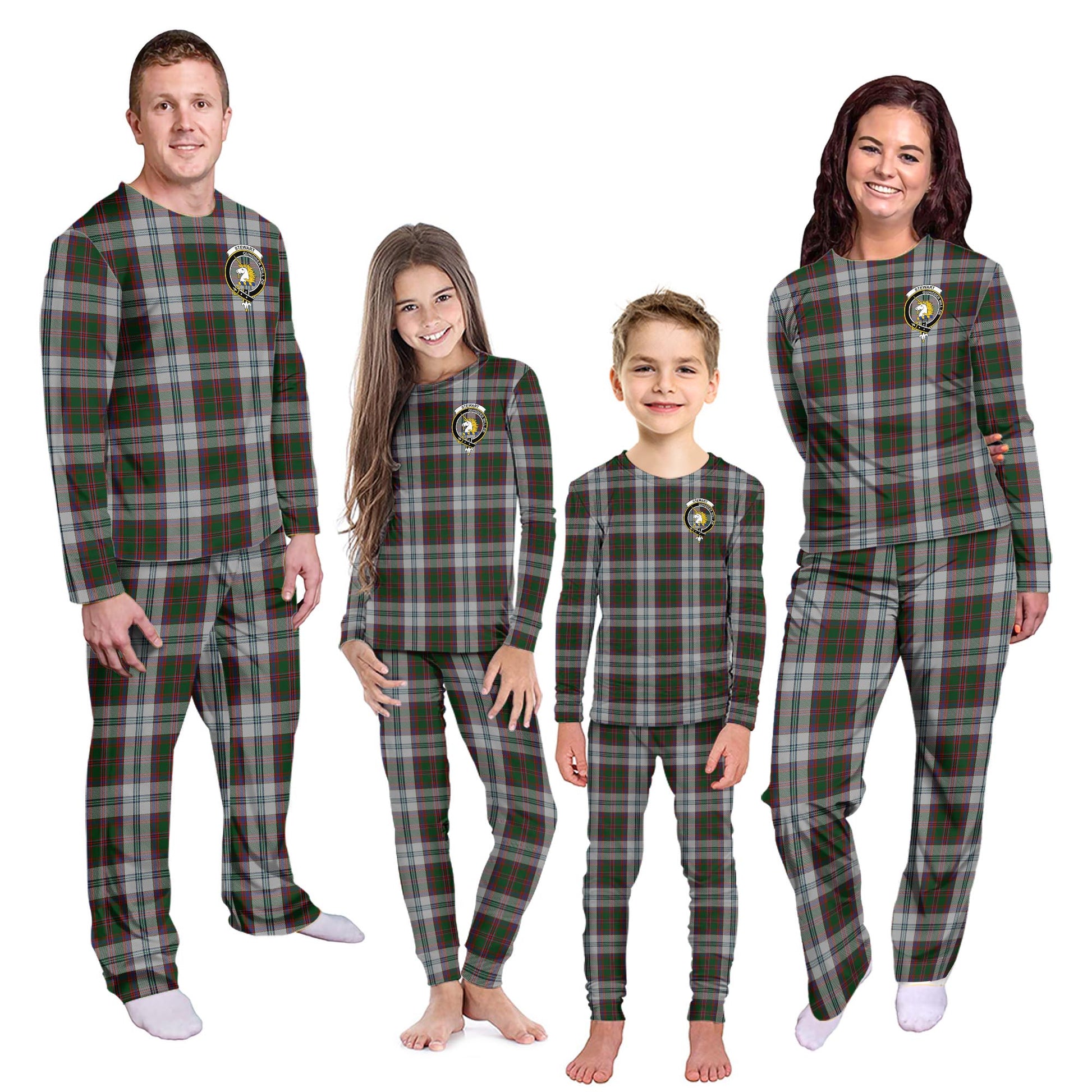 Stewart of Appin Dress Tartan Pajamas Family Set with Family Crest - Tartanvibesclothing