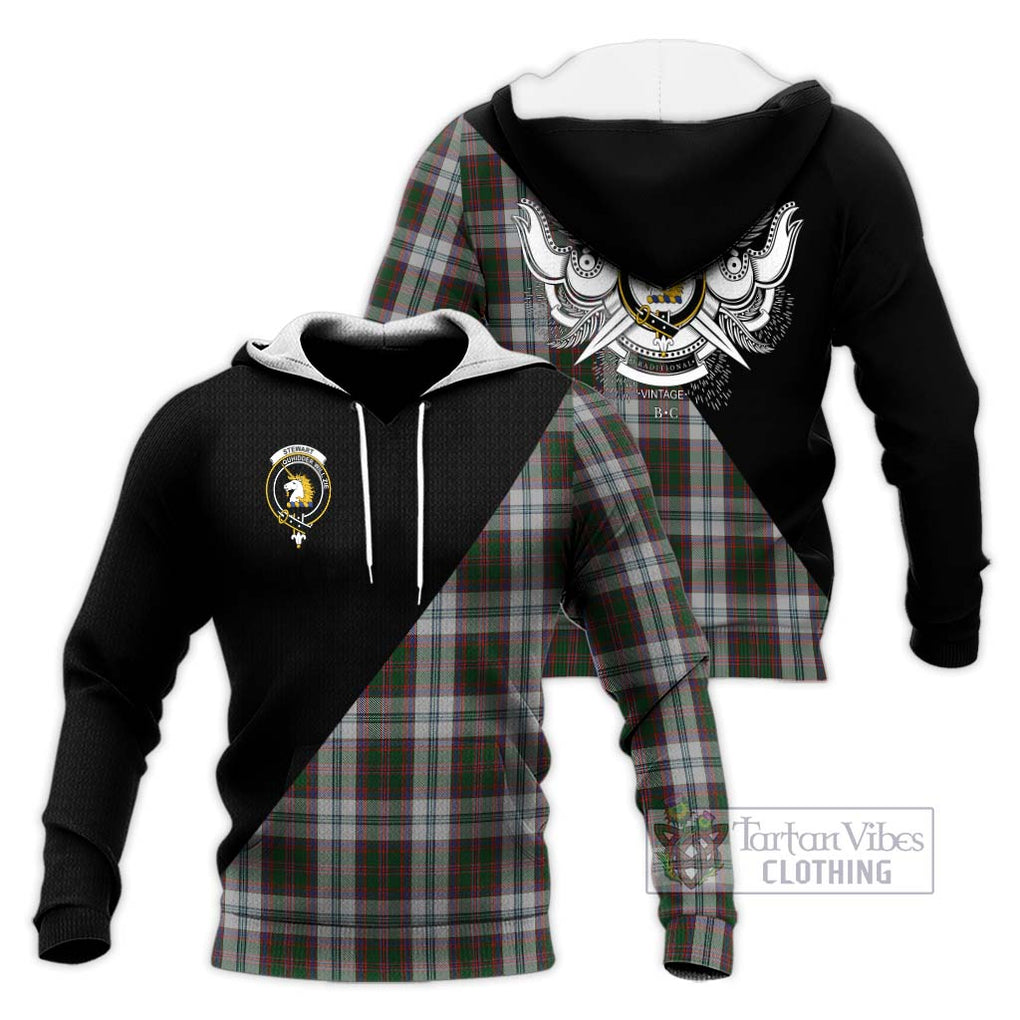 Stewart of Appin Dress Tartan Knitted Hoodie with Family Crest and Military Logo Style Unisex Knitted Pullover Hoodie - Tartanvibesclothing Shop