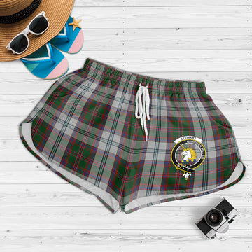 Stewart of Appin Dress Tartan Womens Shorts with Family Crest