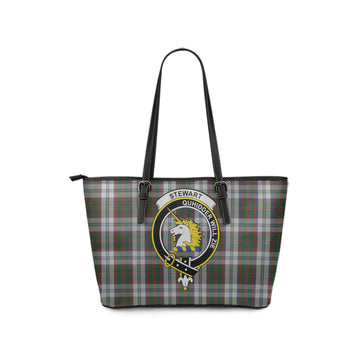 Stewart of Appin Dress Tartan Leather Tote Bag with Family Crest