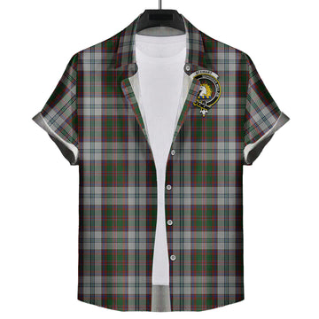 Stewart of Appin Dress Tartan Short Sleeve Button Down Shirt with Family Crest