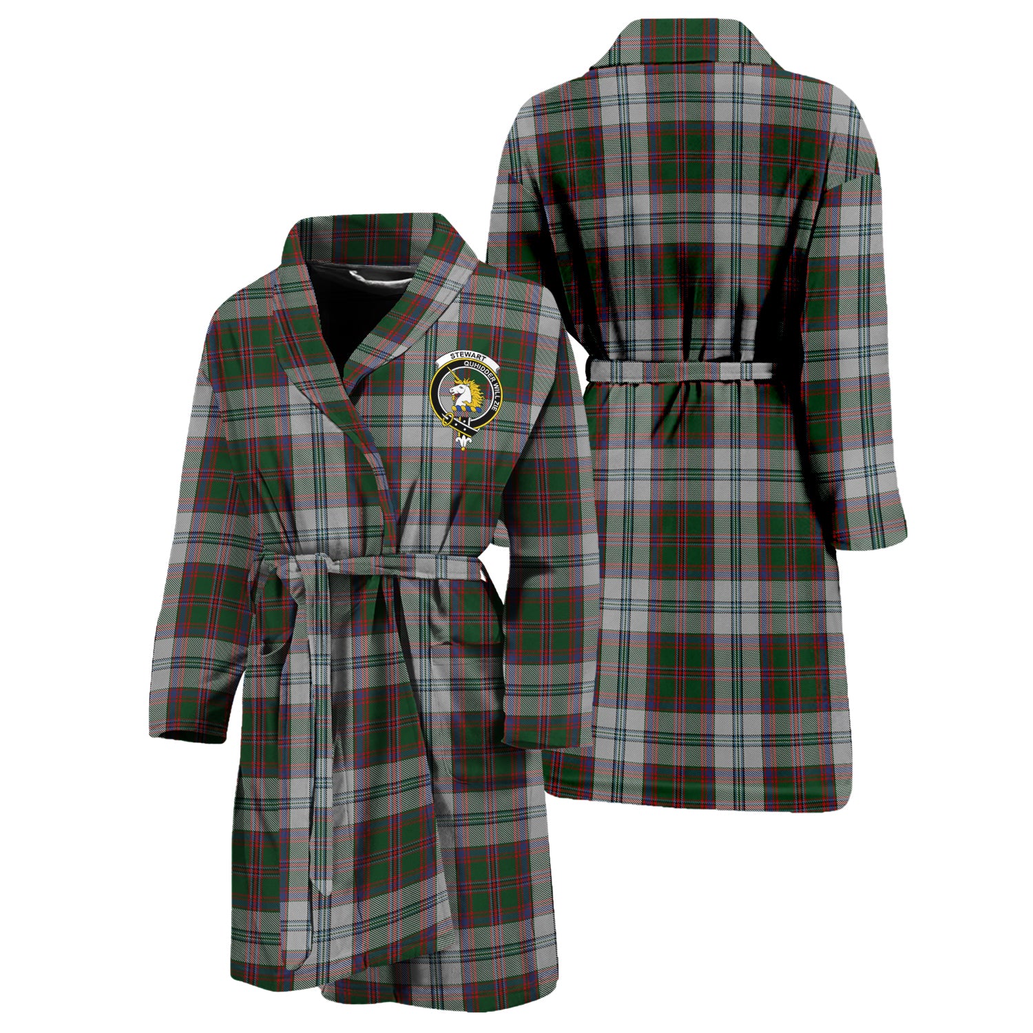 Stewart of Appin Dress Tartan Bathrobe with Family Crest Unisex S - Tartan Vibes Clothing