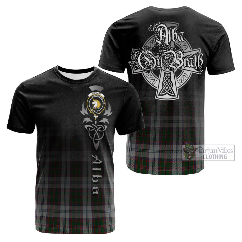 Tartan Vibes Clothing Stewart of Appin Dress Tartan Cotton T-shirt Featuring Alba Gu Brath Family Crest Celtic Inspired