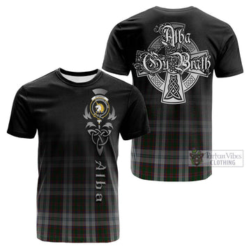 Stewart of Appin Dress Tartan Cotton T-shirt Featuring Alba Gu Brath Family Crest Celtic Inspired