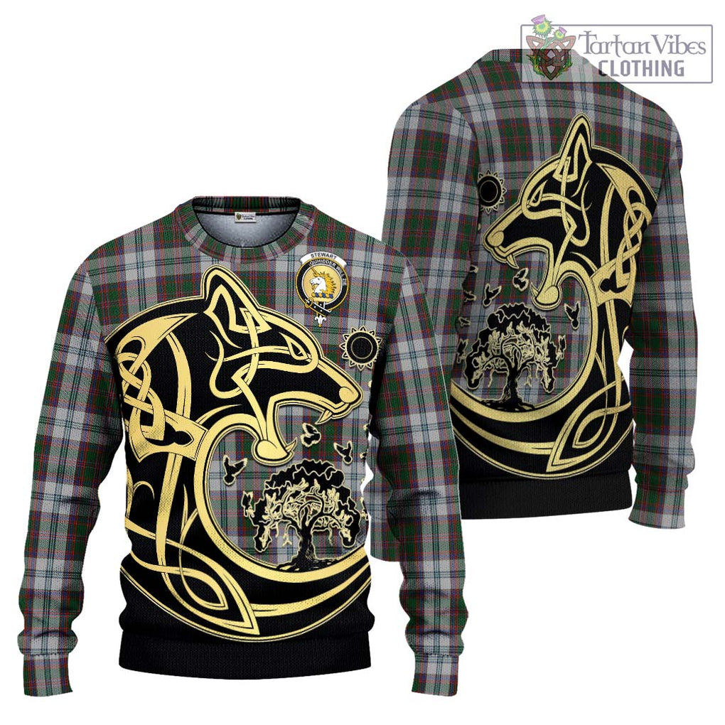 Stewart of Appin Dress Tartan Knitted Sweater with Family Crest Celtic Wolf Style Unisex - Tartan Vibes Clothing