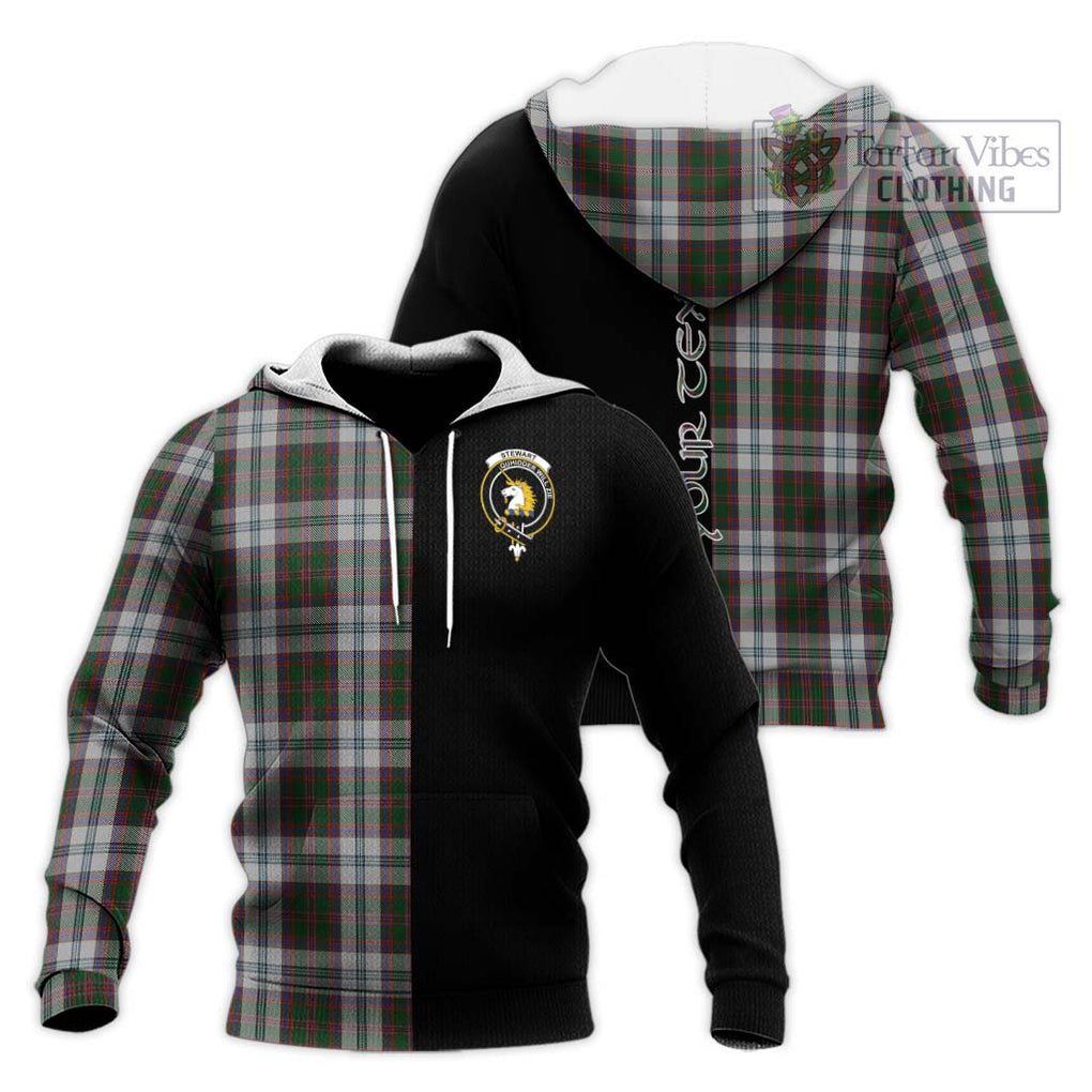 Stewart of Appin Dress Tartan Knitted Hoodie with Family Crest and Half Of Me Style Unisex Knitted Pullover Hoodie - Tartanvibesclothing Shop