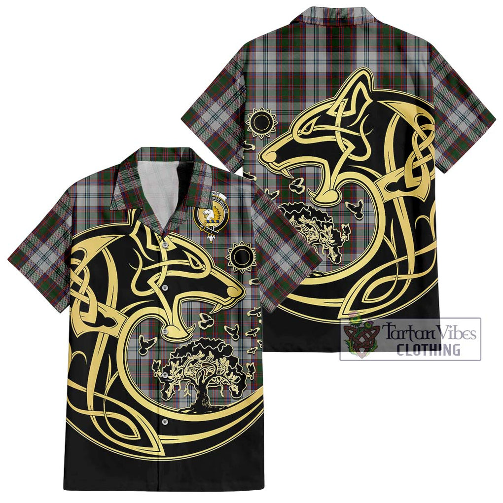 Stewart of Appin Dress Tartan Short Sleeve Button Shirt with Family Crest Celtic Wolf Style Kid - Tartan Vibes Clothing