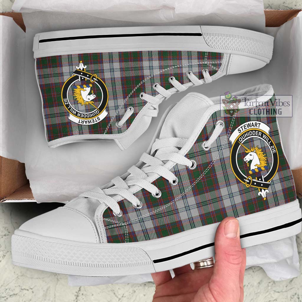 Tartan Vibes Clothing Stewart of Appin Dress Tartan High Top Shoes with Family Crest