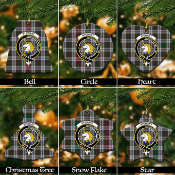 Stewart of Appin Dress Tartan Christmas Ceramic Ornaments with Family Crest