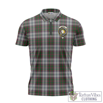 Stewart of Appin Dress Tartan Zipper Polo Shirt with Family Crest