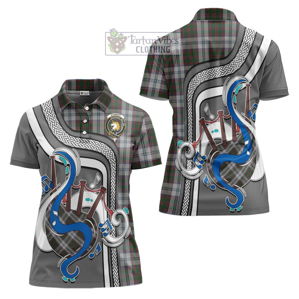 Stewart of Appin Dress Tartan Women's Polo Shirt with Epic Bagpipe Style Women - Tartanvibesclothing Shop